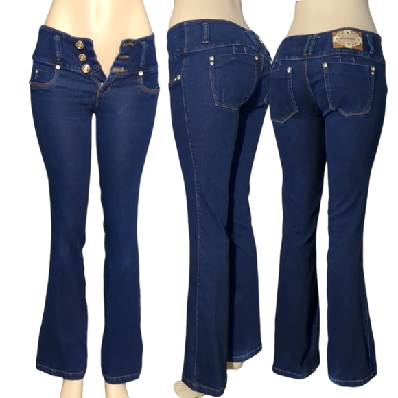 *NEW* Colombian Authentic Butt Lifter Bell Leg Jeans Size 8 - Picture 8 of 16